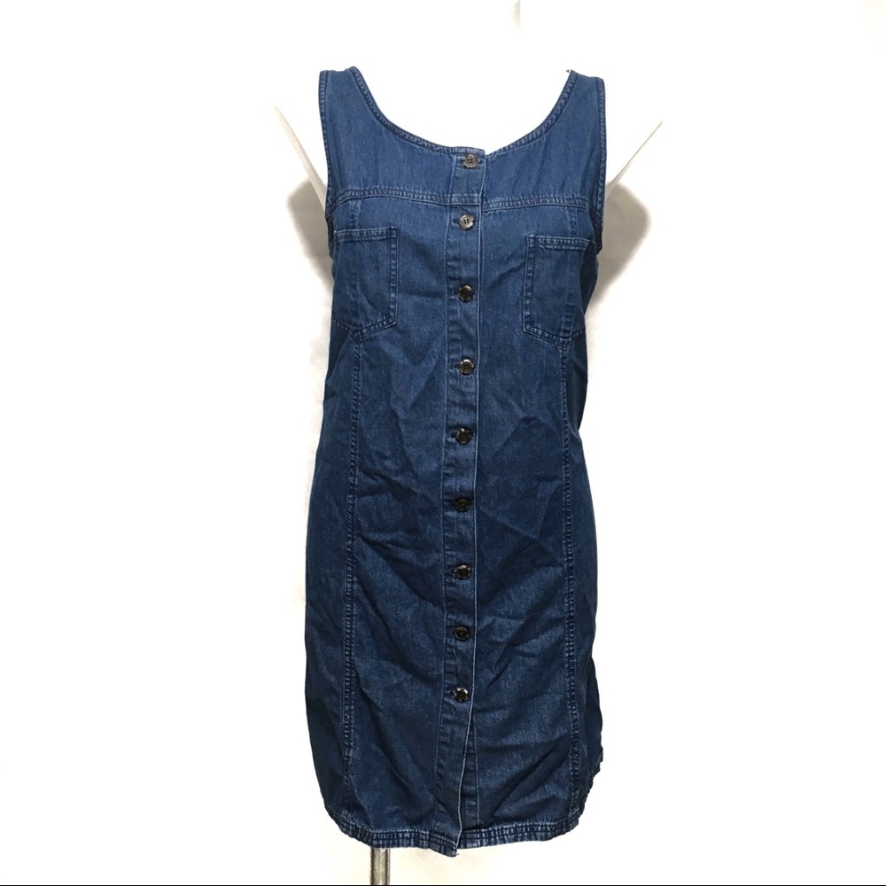 VINTAGE BUGLE BOY BLUE BUTTON FRONT MINI DRESS
